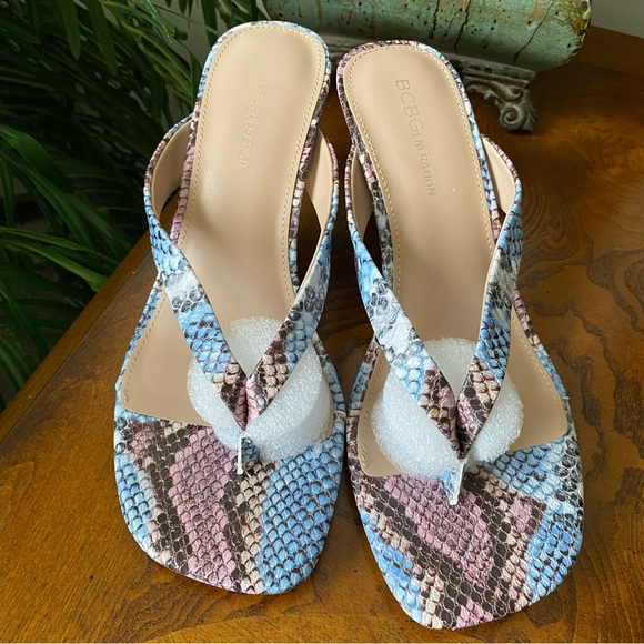BCBGeneration Tabina Snakeskin Sandal Heels - Picture 3 of 9